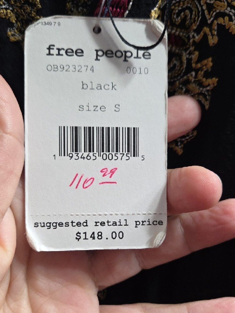 B1 Free People Black Dress with Pink and Gold Embroidery - Picture 8 of 8